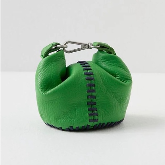 Free People Handbags - NWT Free People Roll Top Mini Clip Bag Green with black contrast stitching